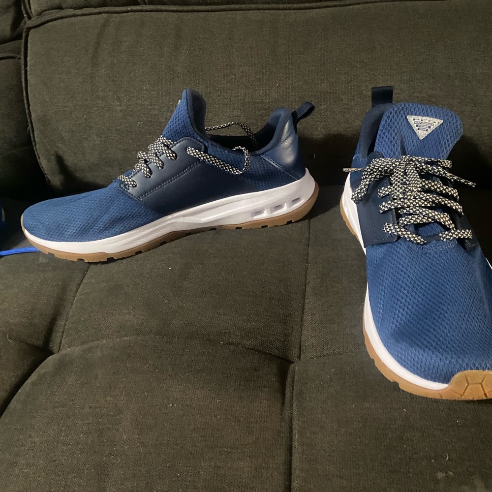 Blue Athletic Sneakers with White Soles
